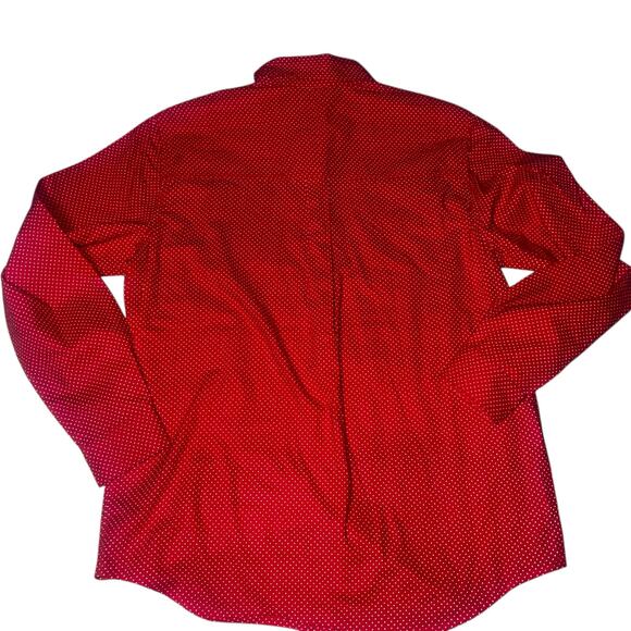 Embroidered Red polka dot Holiday snowman christmas women's Button Up shirt Med - Picture 2 of 5